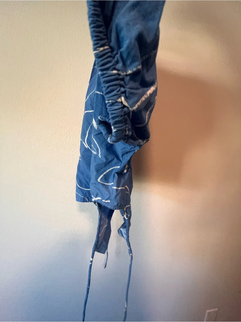 Madewell Blue Floral Drawstring Puff Sleeve Crop Top